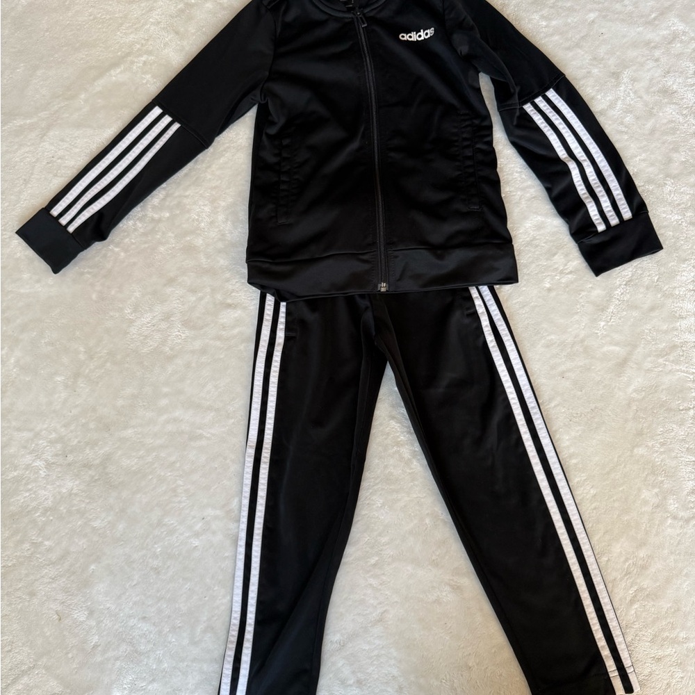 Kids Adidas Black and White Tracksuit